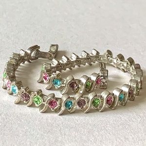 Pastel Crystals Tennis Bracelet, silver vintage